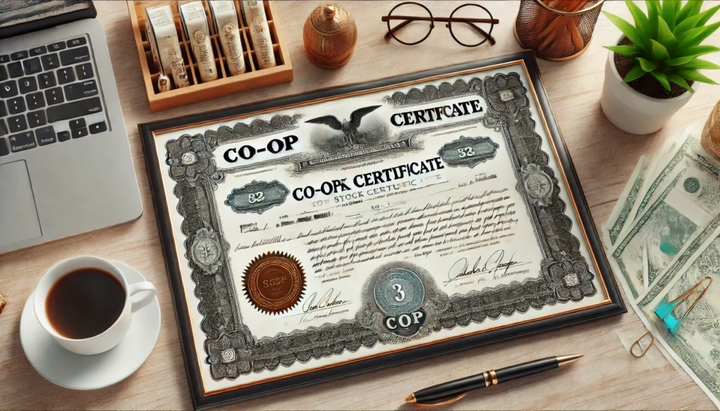 Physical Appearance of a Co-op Stock Certificate